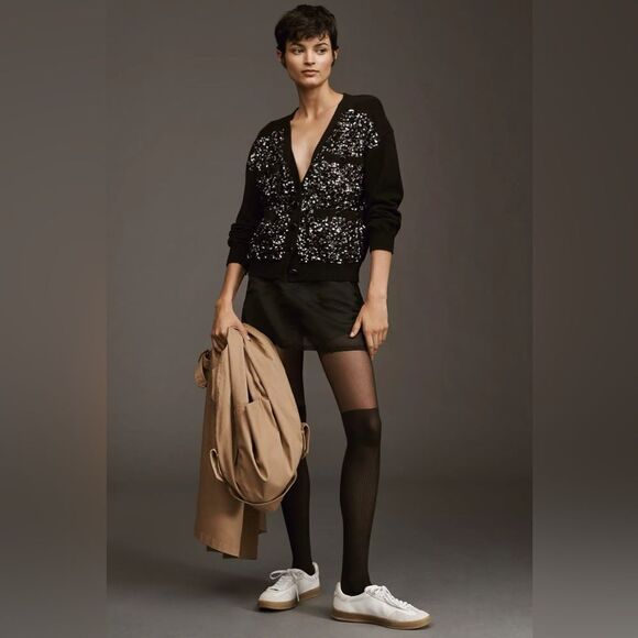 Anthropologie Sequin Button Pocket Cardigan - Picture 1 of 6